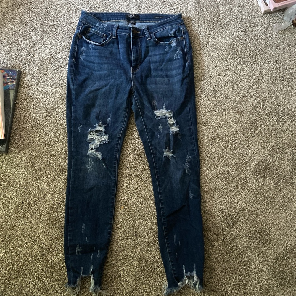 Judy Blue Ripped Indigo Skinny Jeans